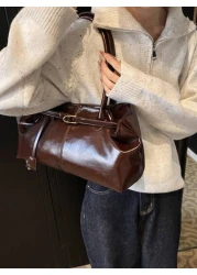 1pc Women s High Capacity Tote Handbags Female Pu Leather Shoulder Bags Handbag Bags For Girl Casual Classic Simple Designer Business Style Bag Fashion Lady Commute Handbags Commuting To Work Black Wh