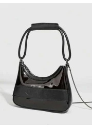 Transparent Crescent Moon PVC Crossbody Bag With Chain Versatile Niche Design Shoulder Bag