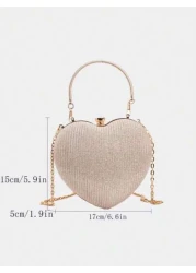 Glamorous Glitter Bling Sequin Luxury Shiny Women s Heart Shaped Rhinestone Evening Clutch Bag Luxury Designer Girls Glitter Crystal Handbag With Chain Strap Y2k Style Novelty Bag Purse For Wedding Pa