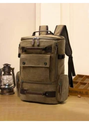 Men s Backpack Retro Canvas Multi Compartment Large Capacity Laptop Commuting Bag Travel Luggage Backpack Backpack With Snap Flap Pocket And Side Zipper Pocket Perfect For Camping And Hiking Large Cap