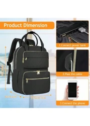 NEWHEY Lunch Backpack For WMen 15 6 In Laptop Backpack With Insulated Bag Waterproof Travel Backpack Flight Approved With USB Charging Port For Work School Picnic Backpack For Travel