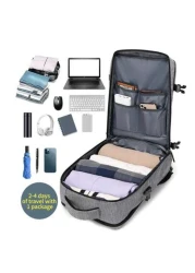 Backpack Travel Bag Large Capacity Multi Compartment Suitable For Short Trips Traveling Summer With USB Port Suitable For Business Trip Travel Camping Laptop Bag Oxford Cloth Solid Color Simple Stylis