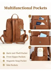 NEWHEY حقيبة ظهر جلد صناعي (بو) للرجال ، حقيبة ظهر محورية قابلة للتحويل ، حقيبة ظهر مضادة للماء ، حقائب ظهر أنيقة ل