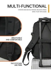 Myco حقيبة ظهر سفر للرجال، حقيبة حمل على الرحلات الجوية، حقيبة حاسوب محمول 15.6 بوصة، مناسبة للمكتب والخارج والسف