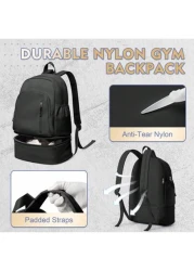 Expandable Wet Dry Separation Backpack With Shoe Compartment Casual Nylon Travel Gym Backpack Multipurpose Daypack For Men Water Resistant With Laptop Pocket