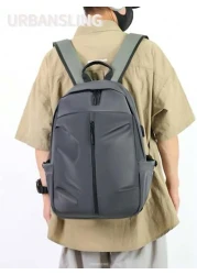 Men s Solid Color Backpack Large Capacity Laptop Bag For Business Commuting And Short Trips With Side Charging Port Multi Functional Pockets Ideal For Outdoor Activities Gym Yoga Biking Perfect Gift F