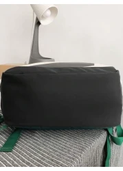 New Color Blocking Backpack For Men 15 Inch Laptop Bag 20l Capacity With Letter Print Suitable For Students Vacation School Carry On Polyester Green Personalized Gifts Practical Extra Large School Bac