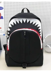 New Spring Summer Fashion Luminous Shark Graphic Backpack Large Capacity Student Bag Personality Casual Bag With USB Charging Port Fits Laptop Books Documents Clothes Suitable For School Business Trip