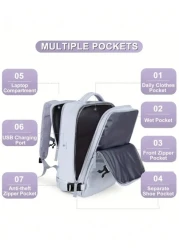 1pc Large Capacity Backpack With Shoe Compartment Casual Backpack With Charging Port Portable Laptop Backpack For Hiking Trekking Outdoor Sports Students