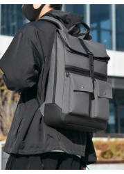 peach tree Large Capacity Business Backpack Travel Backpack School Backpack Laptop Backpack PU Leather Streamlined Fashion Suitable For Back To School And Travel Black Outdoor Multi Function Leisure B