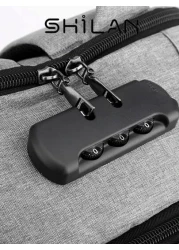 SHILAN High Quality Two Tone Fabric Men s Functional Business Backpack With Anti Theft Strap And Password Lock Large Capacity Suitable For Outdoor Activities School And Commuting School Backpack Can H