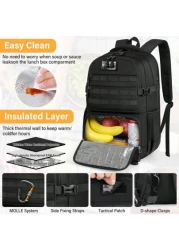 NEWHEY Lunch Backpack For Men 17 3 Inch Laptop Backpack With USB Charging Port Waterproof Work Backpack With Insulated Lunch Bag For Travel College Business With MOLLE Design Vacation Travel Backpack