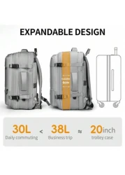 Clevn Kare Large Multi Compartment Travel Backpack Space Saving Design Fabric Carry On Friendly Suitable For Weekend Getaways Camping And Laptop Storage Compression System Dual Handle Backpack