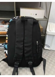 حقيبة ظهر سعة كبيرة عادية، حقيبة رسول نايلون بطباعة غرافيتي أنيقة، حقيبة مدرسية وسفر مع قلادة، حقيبة صيحة عيد