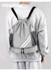 Spacious Waterproof Drawstring Backpack With Multi Pocket Design Perfect For Travel Sports And Outdoor Activities Ideal For Basketball Tennis And Swimming Gear And More Great Gift For Students And Men