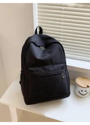 Men s Fashionable Casual Backpack With Large Capacity Solid Color Suitable For School Commuting And Travel Nylon Minimalist Laptop Backpack Black Backpack For Vacation School Bag Outdoor Present Valen