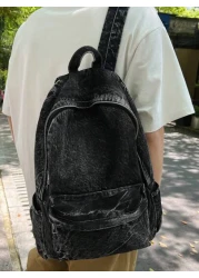 peach tree 1pc Men s Retro Backpack Fashionable Solid Color Adjustable Shoulder Strap Zipper Closure Casual Vintage Daily Use Large Capacity Lightweight Water Washed Canvas College Backpack Peach Chri