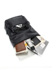 Large Capacity Pu Commuting Travel Backpack Rucksack College Bag School Bag Multi Functional British Style Flap Backpack Retro Plaid Print Computer Bag Drawstring Flap Pockets Backpack Outdoor Vacatio