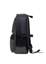 Color Block PU Leather Backpack Casual Travel Bag Student Schoolbag 15 6 Inch Laptop Backpack Black School Backpack Students Book Bag Cartoon Print Camouflage Fashion Leisure Print Backpack Black Bag