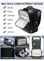 Floless Travel Backpack Work Bag Carry On Hand Luggage Water Resistant Business Large Daypack Weekender Bag Slim Laptop Backpack With USB Charging Port College Bag Computer Bag Gifts Fits 15 6 Inch No