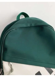 1pc Nylon Versatile Fashionable Backpack With Large Letter Graphic Colorblock Design Spacious Water Resistant For Men Suitable For School Commuting Traveling Gathering As Gift