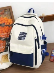 New Fashionable Large Capacity Color Blocking Versatile Large Capacity Backpack Korean Version Multi Pocket Commuting Backpack