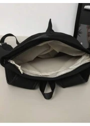 1 حقيبة ظهر رجالية بشكل سمكة القرش من النايلون الأسود، سعة كبيرة، حقيبة مدرسية للطلاب، ذات تصميم كرتوني جذاب و