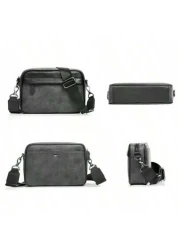 Korean Style Water Proof PU Leather Messenger Bag With Random Vintage Floral Print And Color Block Design Multi Functional And Versatile For Casual Business Students And Sports Gift And Boys Fall Bag