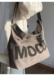 Vintage Canvas Pattern Shoulder Bag College Style Large Capacity Tote Crossbody Bag For Students Summer College Bag Dad Freshman For Books Multi Functional Dorm University Sling Bag Man Bag Cross Body