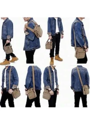 Men s Canvas Messenger Bag Stylish Shoulder Bag With Multiple Pockets Perfect For Outdoor Travel Crossbody Bag Sling Bag Side Bag Square Bag For Holiday School Bag Students Fall Bag Cylinder Bag Old M