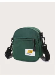 1PC Multifunctional Mini Men Patch Detail Square Bag Shoulder Bag Sling Bag Casual Bag Nylon Zipper Crossbody Bag For High School Student University Student Freshman College Bag Gifts For Men Large Ca