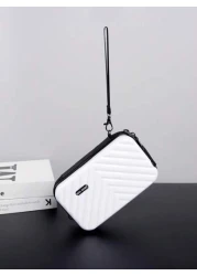 Compact Suitcase Messenger Bag Hard Shell Shoulder Bag Crossbody Bag Lightweight For Back To School College Travel Water Resistant PVC Material Minimalist Casual Style Gifts For Boyfriend Sling Bag Fa