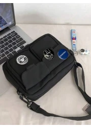 High School Students University Freshman Multifunctional Sling Bag Casual Bag Men Letter Graphic Square Bag Handbag Schoolbag Christmas Gifts Scream Bag Winter Thanksgiving Travel Purse Holiday Storag