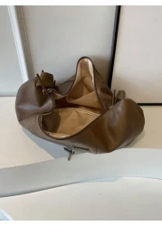 Fashionable Solid Color Shoulder Bag Personalized Casual Crossbody Bag Large Capacity Soft PU Dumpling Bag Korean Style Backpack School Bag Commute Gifts Scream Men Bag Winter Laptop Thanksgiving Trav