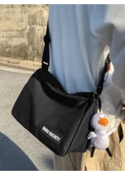 Men s Casual Versatile Water Proof Nylon Material Cartoon Pendant With Shoulder Diagonal Shoulder Bag And Complimentary Badge Crossbody Bag Sling Bag For Holiday Summer Multi Functional School Bag Stu