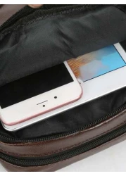 Students Shoulder Bag Mini Men Eyelet Detail Square Bag Handbag College Outdoors Sports Commute Leather Bag Waterproof PU Leather Vintage Side Bag For With Adjustable Strap Gifts Classic Satchel Bag H