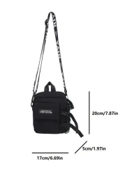 Multi Functional Square Shape Shoulder Bag For Students Mini Bag With Letter Graphics And Bag Charm Suitable College Sports Commuting Nylon Holiday Essentials Portable Side Bag Outdoor Present Valenti