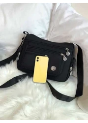 Classic Solid Color Versatile Front Zip Crossbody Bag For Women Vintage Roomy Multiple Pockets Handbag Satchel Shoulder Bag Waist Purse Messenger Bag Fashionable Tote Bags For Mom Gift Casual Multifun