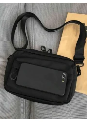 Minimalist Square Bag Solid Black Adjustable Strap Students Commute Practical Sling Bag For Man Man Bag Cross Body Bag Shoulder Bag Side Bag School Supplies Fall Messenger Bag For Man Cylinder Bag Old