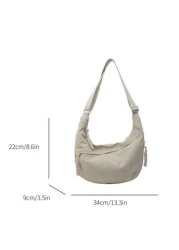 peach tree 1pc Peach Tree Crescent Moon Crossbody Bag Versatile Casual Large Capacity Adjustable Shoulder Strap Multi Pockets Vintage Lightweight Water Washed Nylon Material Christmas Men Bag Vacation