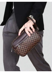 New Men s Business Shoulder Bag High Quality Leather Crossbody Bag Multi Layer Fashionable Hand Held Small Square Bag Casual Backpack Men s Handbag Casual Large Capacity Hand Held Bag Hand In Hand Cli