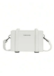 peach tree 1pc White Simple Design Adjustable Strap Neutral Mini PU Box Crossbody Bag Peach Tree Christmas Men Bag Vacation Dad Gifts Retro Bag Vintage Shoulder Bag Messenger Bag Tote Bag Side Bags Fo