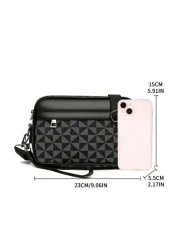 Korean Style Shoulder Bag Square PU Leather Crossbody Bag With Random Floral Windmill Print Versatile For Casual Business College Students Sports Gift For Boyfriend Mini Bag Small Bag Purse