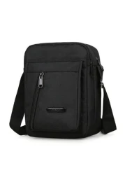 حقيبة كتف قماشية متعددة الجيوب للرجال، أحادية اللون (بزخارف معلقة)، حقيبة رجالية بأسلوب الشارع، حقيبة تتنقل،