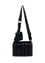 peach tree حقيبة كروس بودي بتصميم أنيق عصري بوح أحادي اللون، متعددة الطبقات، بسير قابل للتعديل، وغلق بسحاب، بشكل ع