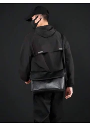 New Men s Commuter One Shoulder Diagonal Crossbody Bag Lightweight PU Soft Leather Small Bag Minimalist Design Foldable High End Handbag