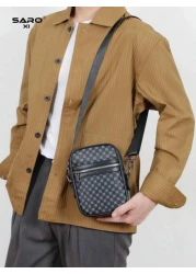 1pc Retro Men s Shoulder Bag Side Pocket Messenger Bag Casual Crossbody Bag Multi Functional For Commute PVC Black Simple Design Gift For Boyfriend Fashion