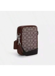 Coach Stanton Crossbody Bags For Men Small Leather Phone Wallet Purses Card Slots With Adjustable Guitar Strap Shoulder Bag In Signature Jacquard