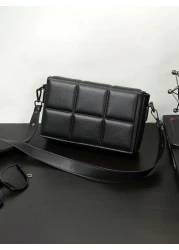 1pc New Arrival Checkered Pattern Pu Leather Bag Casual Business Shoulder Bag Crossbody Bag Sling Bag Side Bag Square Bag For Holiday Travel Essentials School Bag For College Students Hiking Winter La