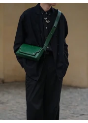 الحقيبة المربعة الخضراء ذات الرباط القابل للتعديل، حقيبة كروس بودي، حقيبة جانبية، حقيبة صندوق، حقيبة مدرسية